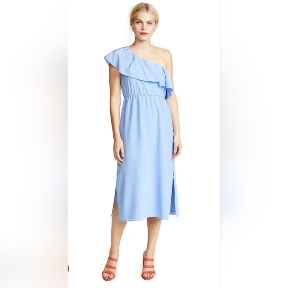 Club Monaco Periwrinkle One Shoulder Blue Midi Dress Size 6